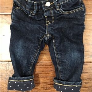Baby GAP navy polka dot lined jeans